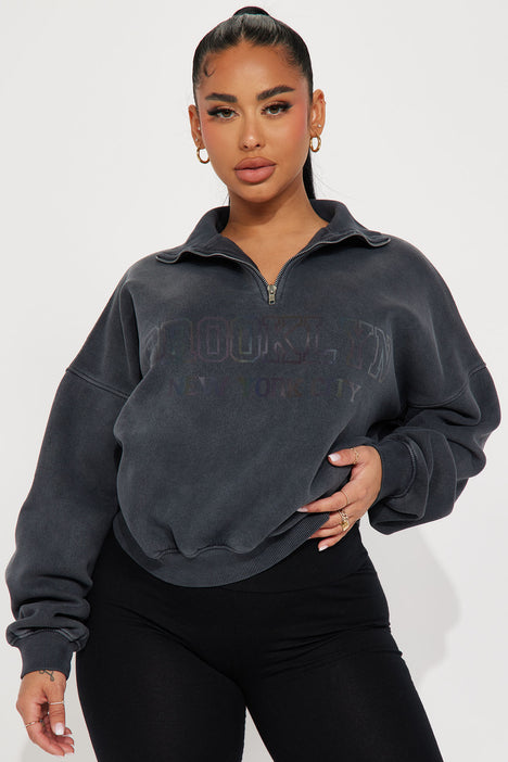 Brooklyn New York Reflective Sweatshirt Charcoal