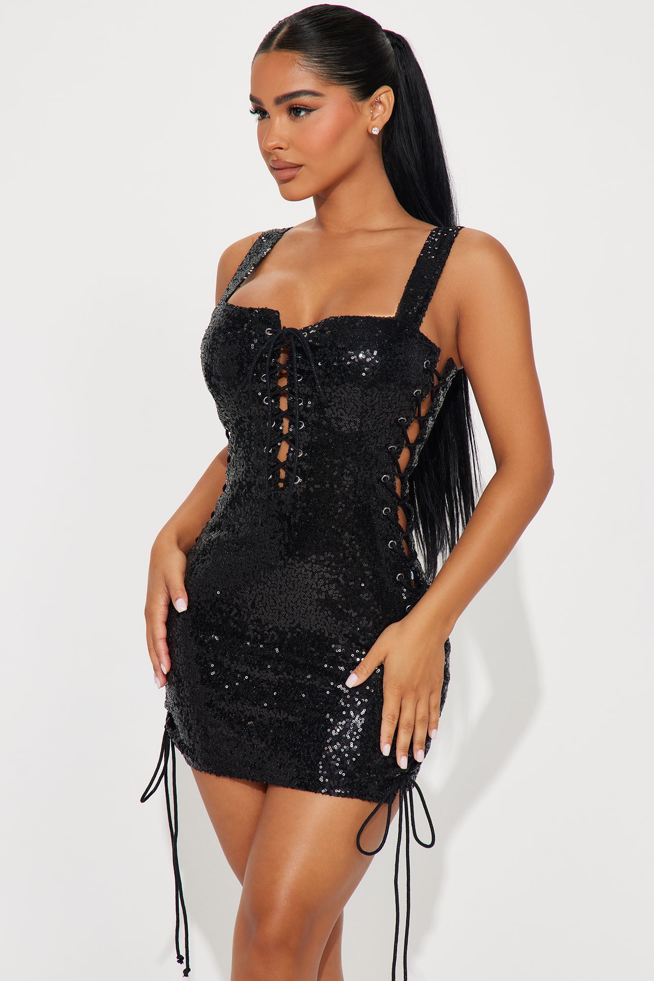 Anastasia Lace Up Micro Mini Dress Black Fashion Nova Dresses