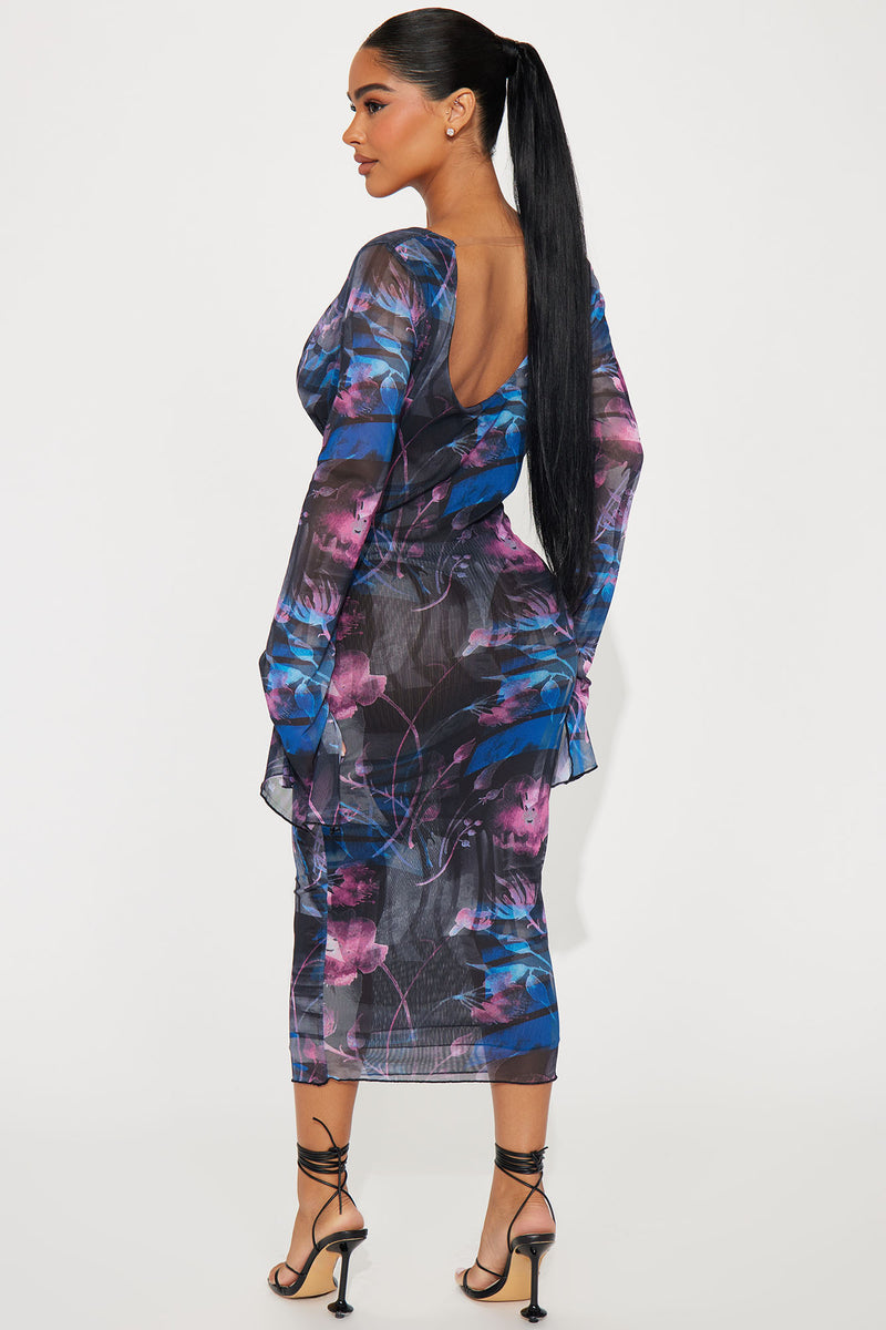Poppy Mesh Midi Dress - Black/combo | Fashion Nova, Dresses | Fashion Nova