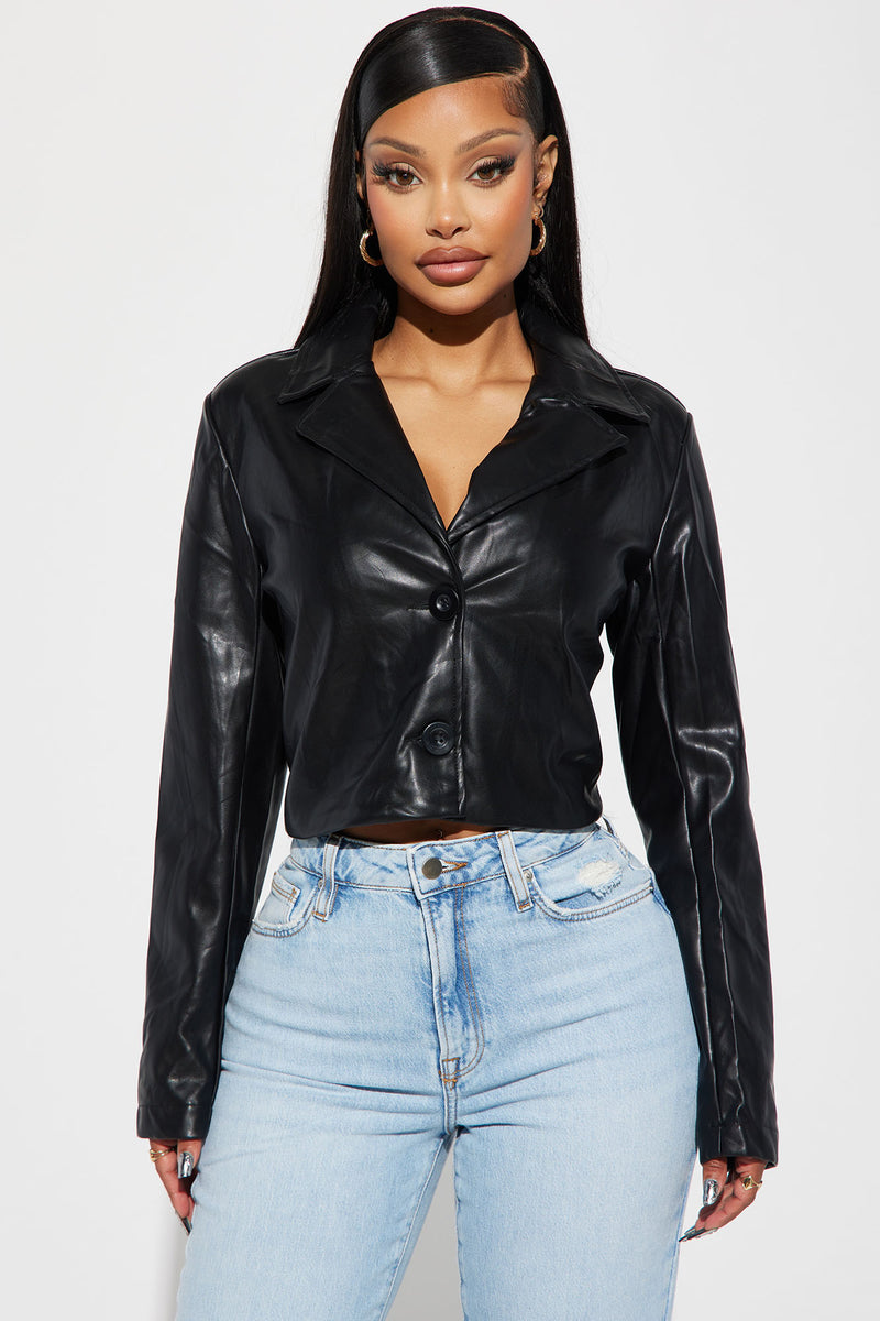 Janece Faux Leather Blazer - Black | Fashion Nova, Jackets & Coats ...