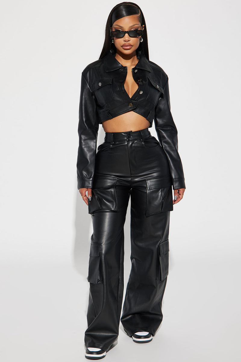 Drop A Pin Faux Leather Cargo Pant - Black | Fashion Nova, Pants ...