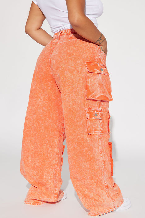 Orange cargo pants fashion nova on sale