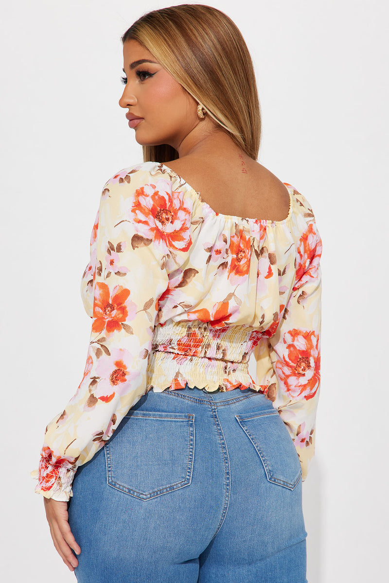 SOL DORADO LIGHT YELLOW WRAP BLOUSE
