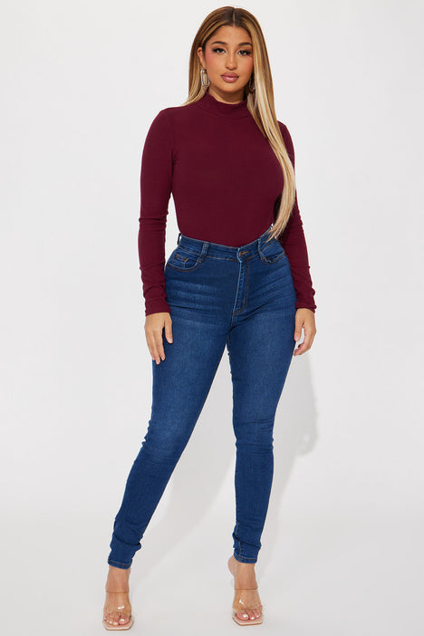 Burgundy high online neck top