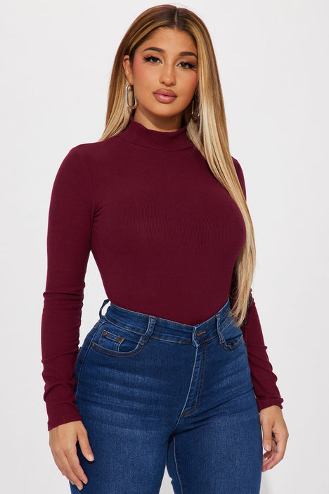 Burgundy roll neck top hot sale