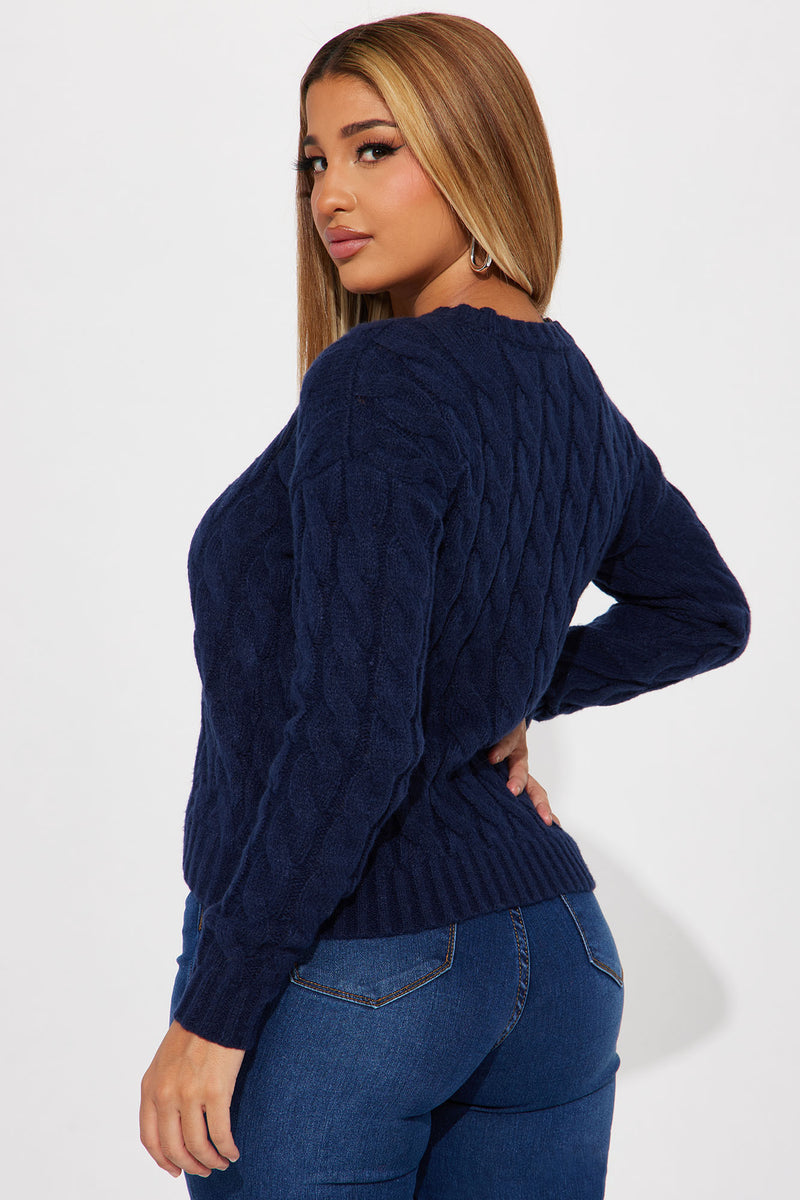 Serenity Cable Knit Sweater - Navy | Fashion Nova, Sweaters | Fashion Nova