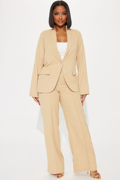 Business Women Blazer Sets 2 Piece Outfits Jacket Wide Leg Pants Suit  Oversized Blazer Matching Pants Suits Dressy