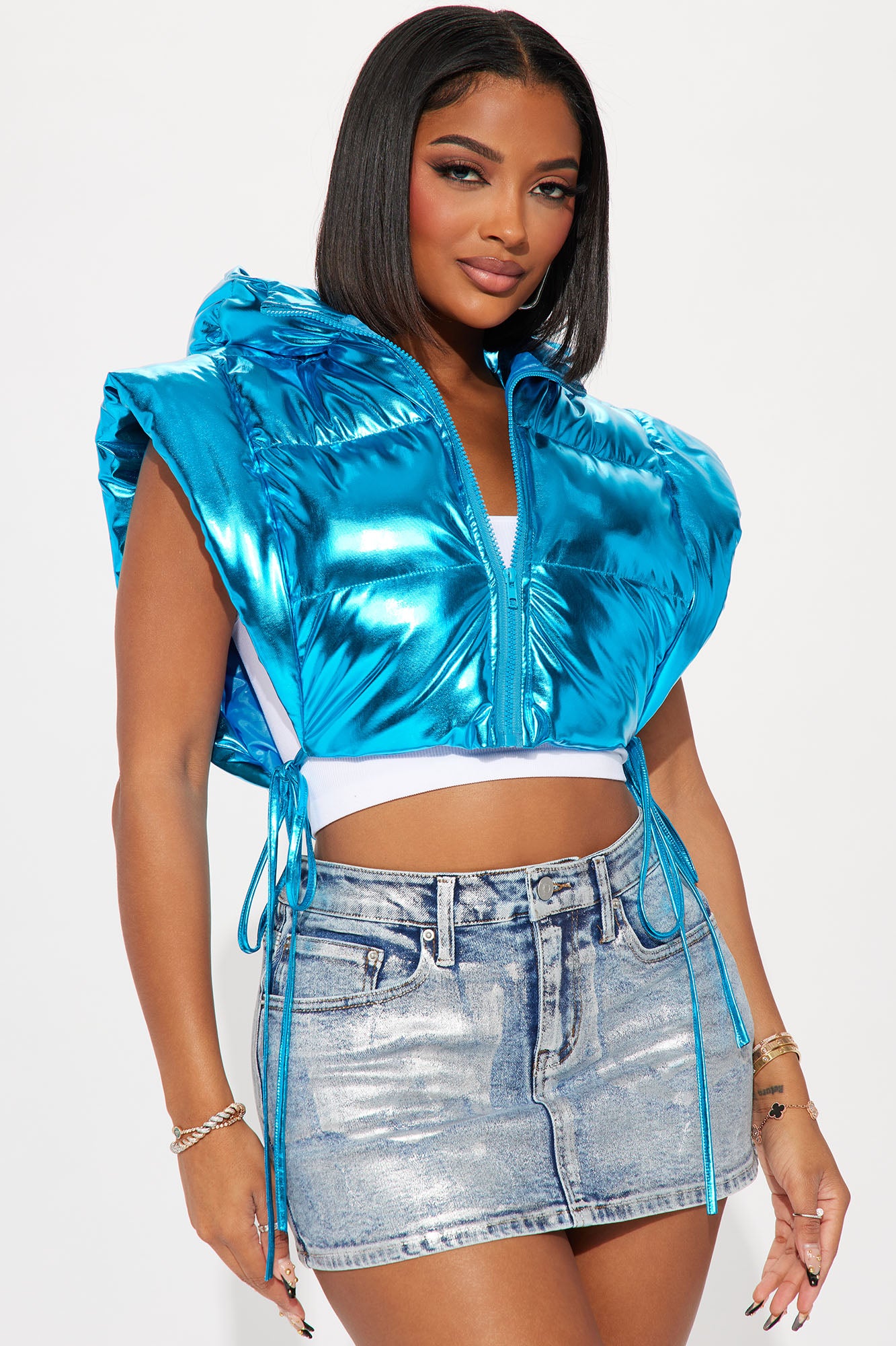 Metallic puffer vest 2025