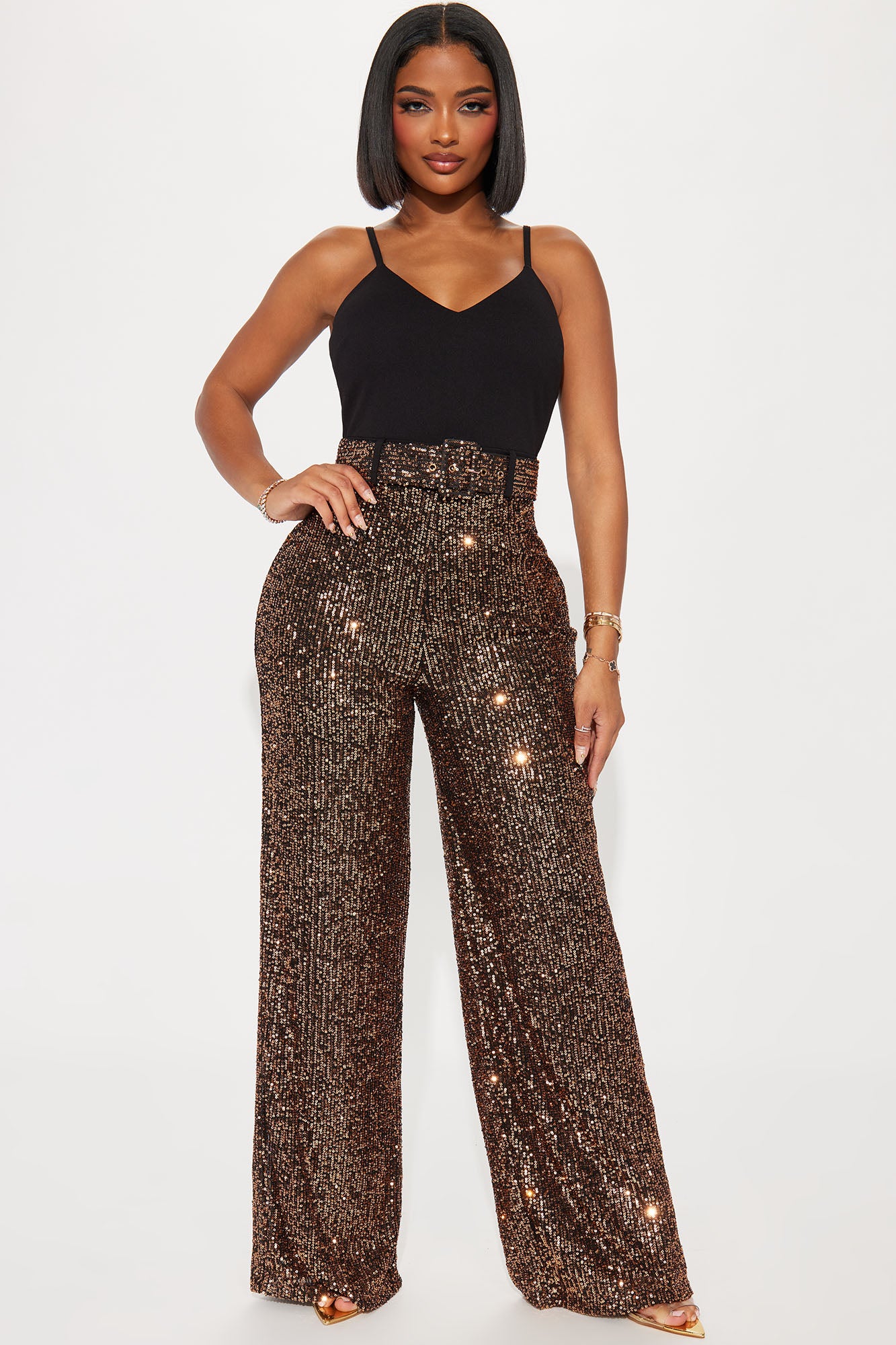 Shiniest Star Sequin Jumpsuit Bronze