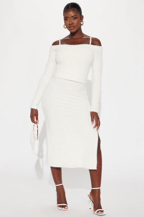 Fuzzy Feels Maxi Dress Set Cream