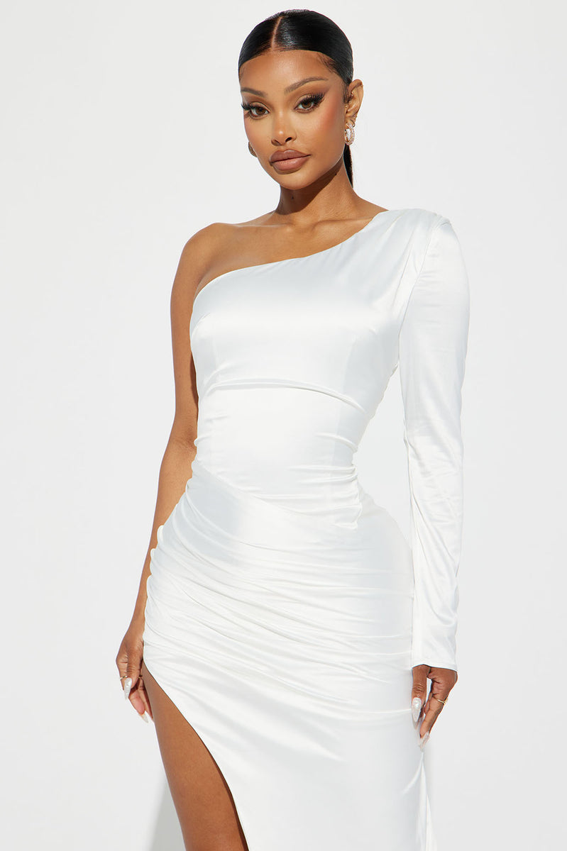 Adriana Satin Gown - White | Fashion Nova, Dresses | Fashion Nova