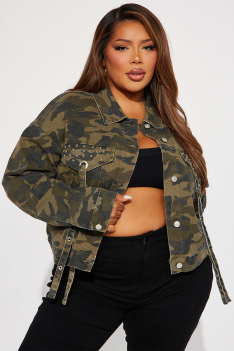 Women's camouflage denim sales jacket