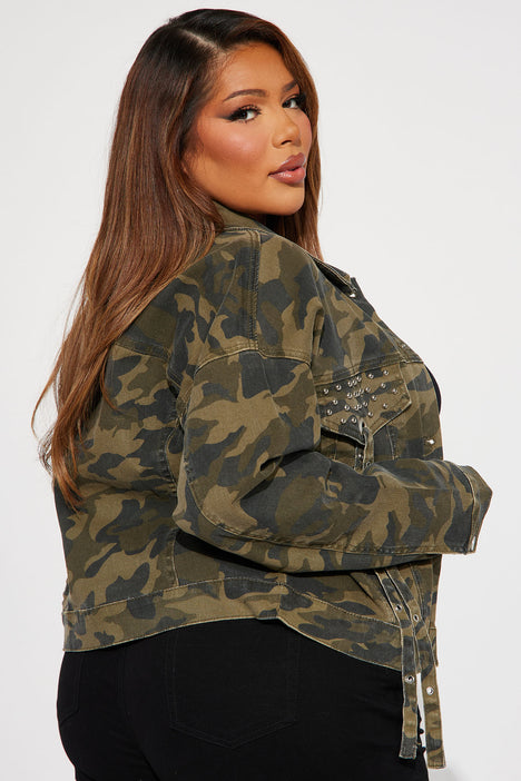 New look camo denim jacket sales