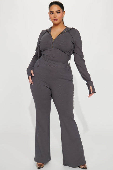 Laurie Ribbed Pant Set - Charcoal, Fashion Nova, Matching Sets