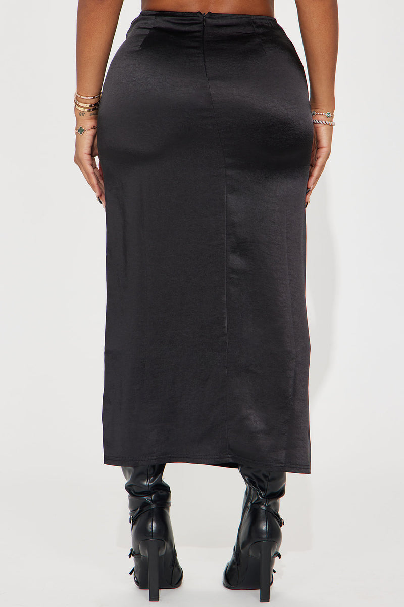 Lost In A Dream Satin Midi Skirt - Black | Fashion Nova, Skirts ...