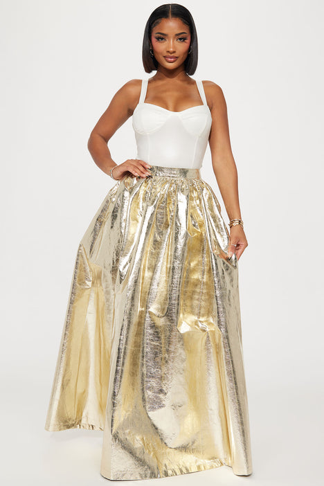 Metallic 2025 maxi skirts