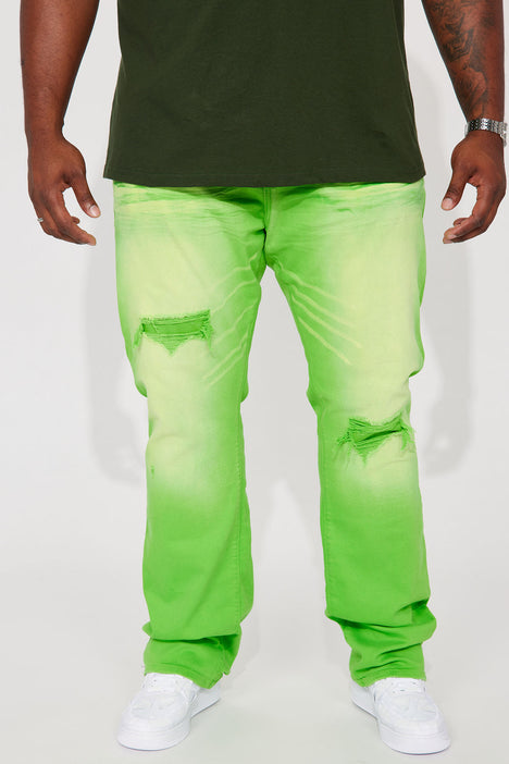 Lime green shop stacked pants