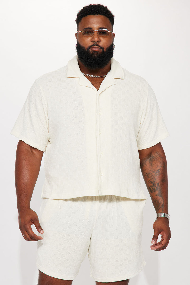 The Greatest Checker Cropped Button Up Shirt - Cream | Fashion Nova ...