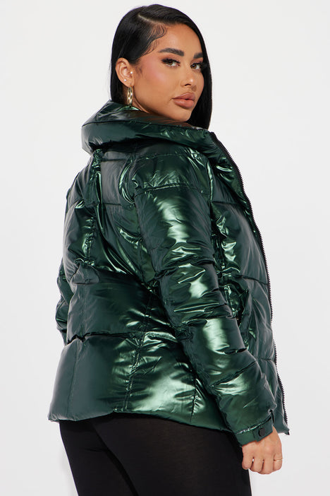 Green and best sale black puffer jacket