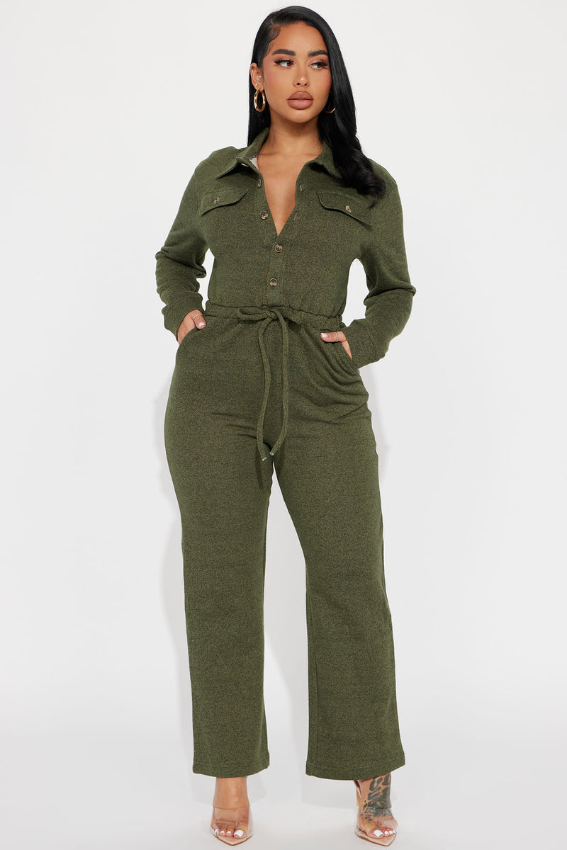 Chill Afternoon French Terry Jumpsuit - Hunter | Fashion Nova ...