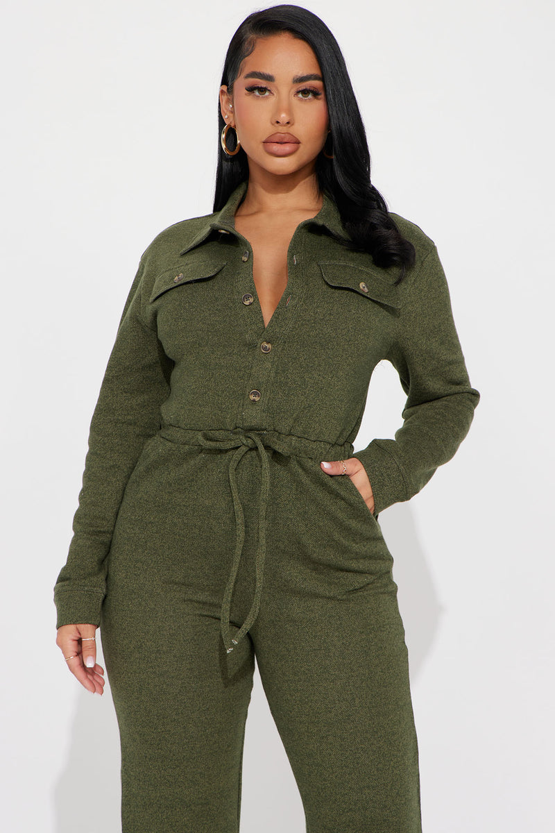 Chill Afternoon French Terry Jumpsuit - Hunter | Fashion Nova ...