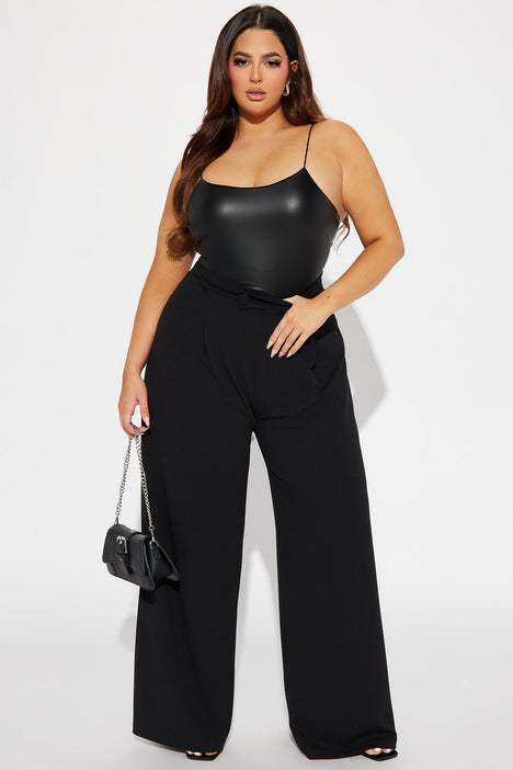 Wide leg plus size dress pants top