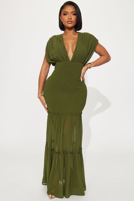 Sienna Chiffon Maxi Dress Olive