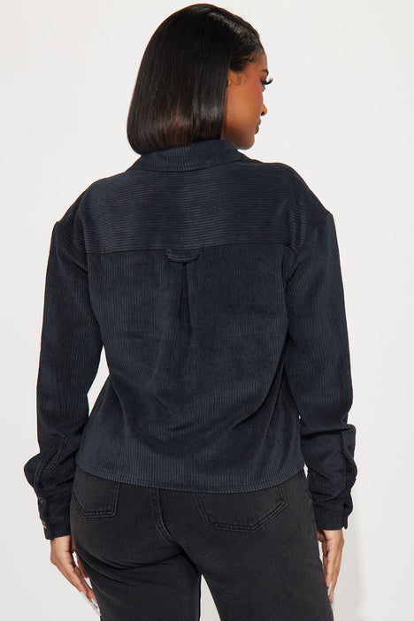 Black corduroy store shirt