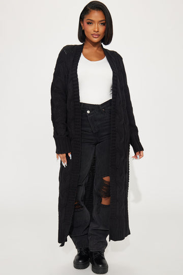 Women's black 2024 duster sweater