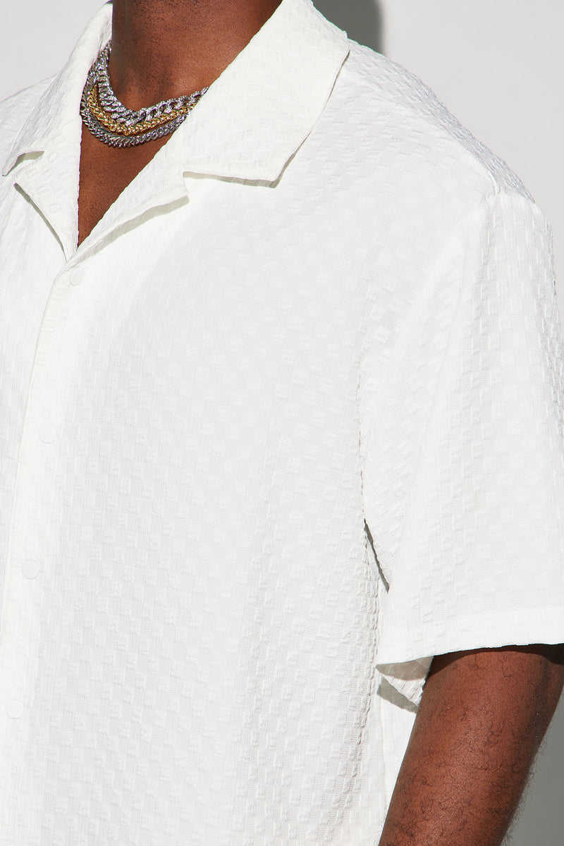 Luxor Textured Cropped Button Up Shirt White Fashion Nova, Mens Shirts Fashion Nova