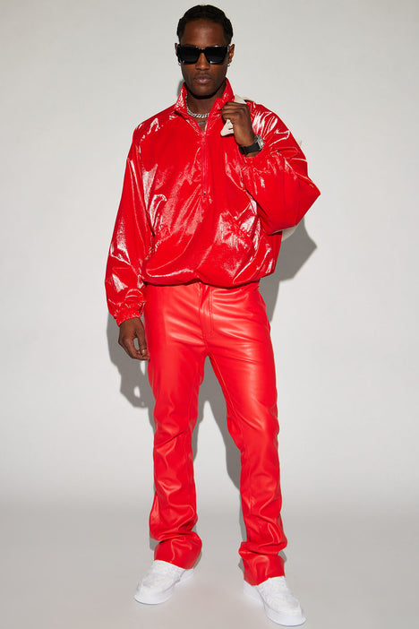 Red outlet pants leather