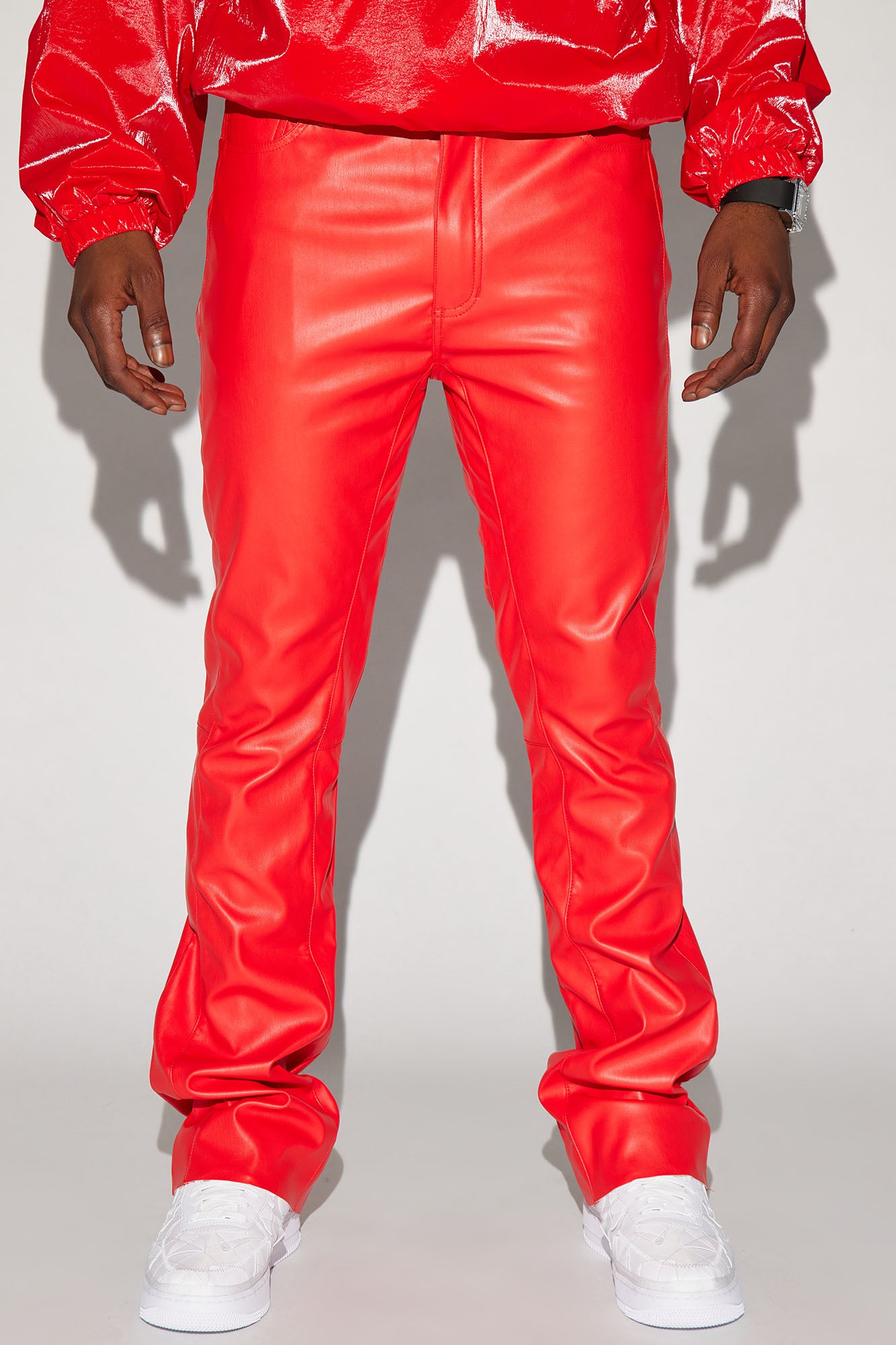 Upscale Faux Leather Flare Pants - Red, Fashion Nova, Mens Pants
