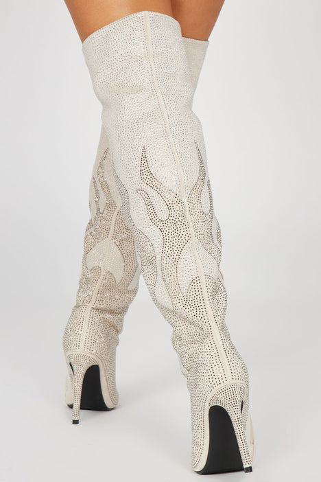 White 2025 glitter booties
