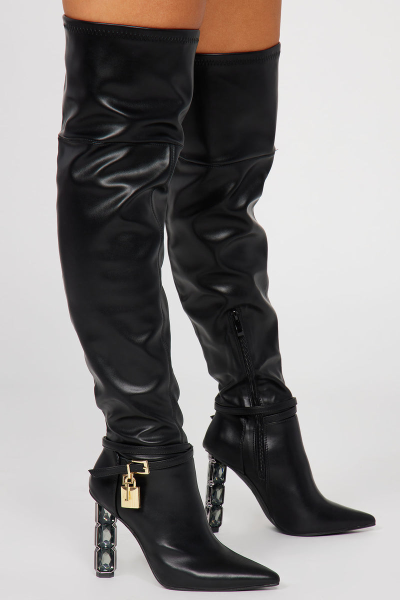 Vallory Over The Knee Heeled Boots - Black | Fashion Nova, Shoes ...