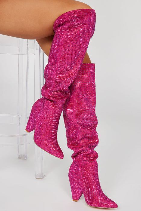 Fashion nova pink boots hot sale