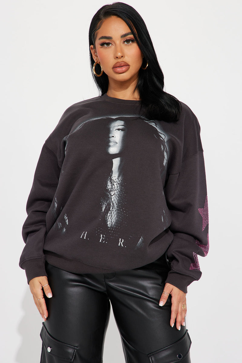 H.E.R Rhinestone Washed Sweatshirt - Charcoal | Fashion Nova, Screens ...