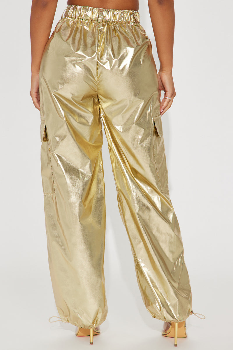 Light My Fire Metallic Cargo Jogger - Gold | Fashion Nova, Pants ...