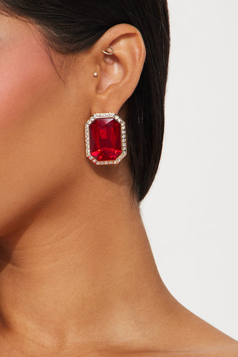Red rhinestone earrings on sale