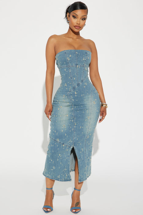 Corset dress denim online