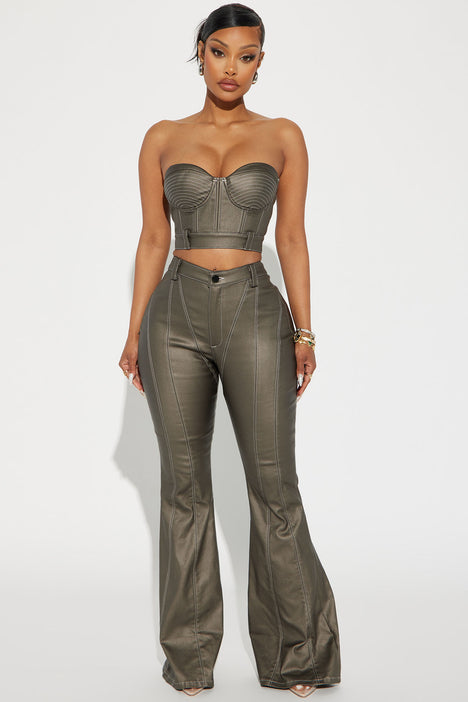 Fashion nova faux leather pants top