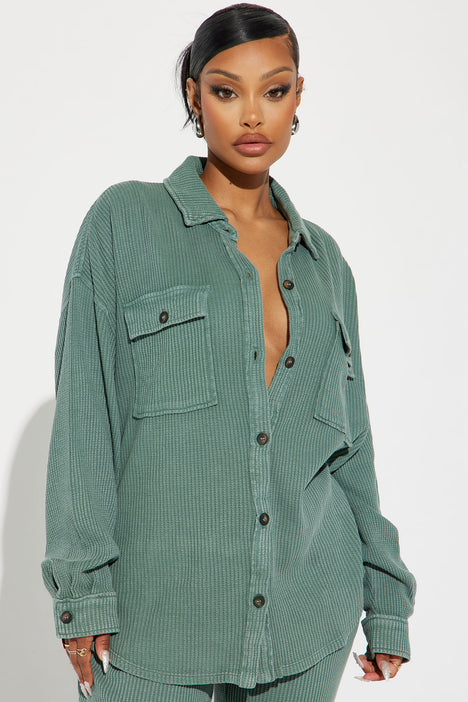 oversized button up thermal