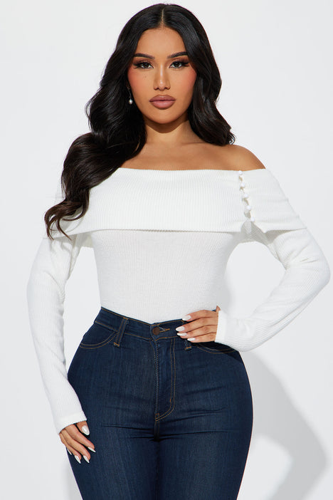 White off the on sale shoulder top fashion nova