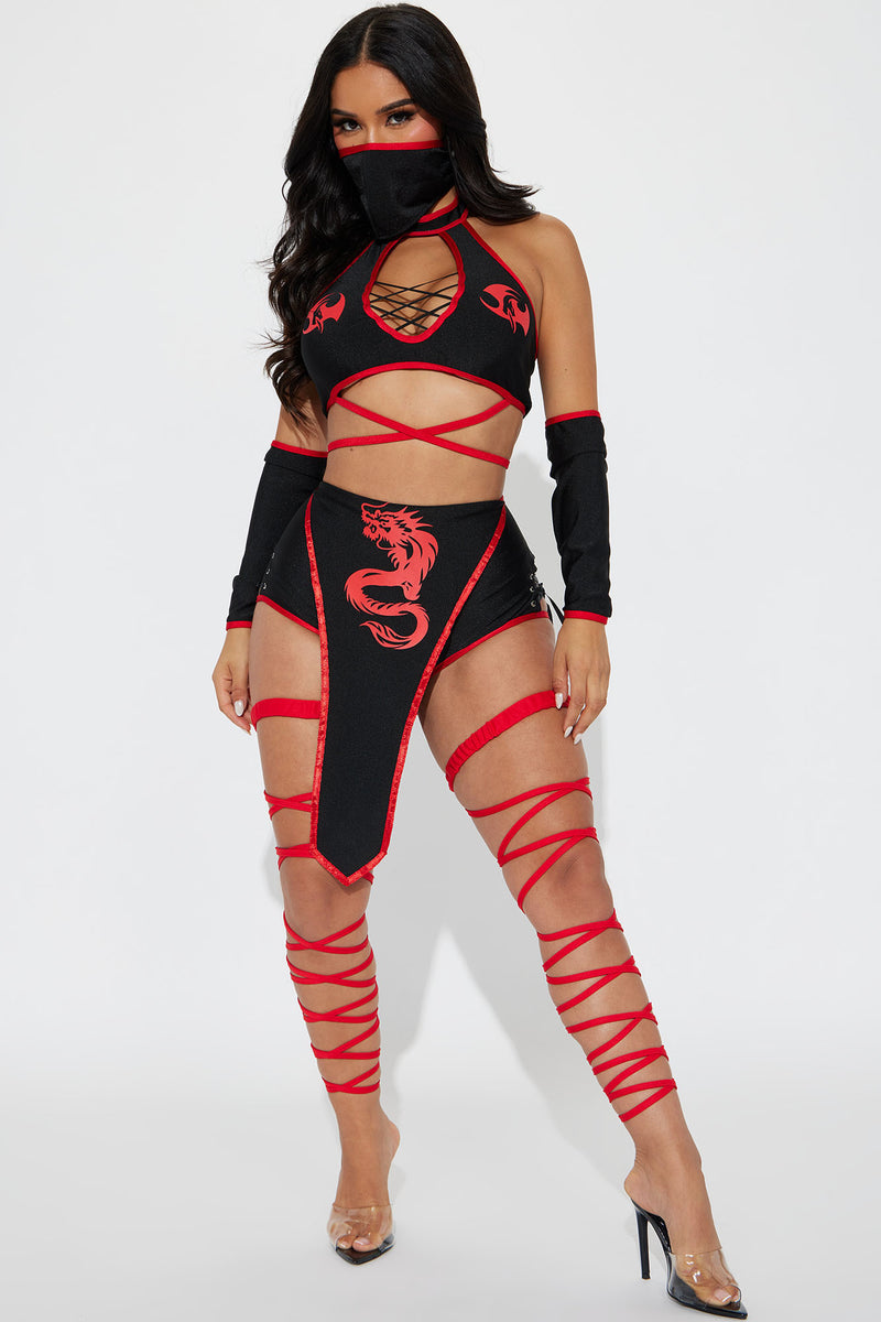 Sexy Sidekick 5 Piece Costume Set - Red/combo