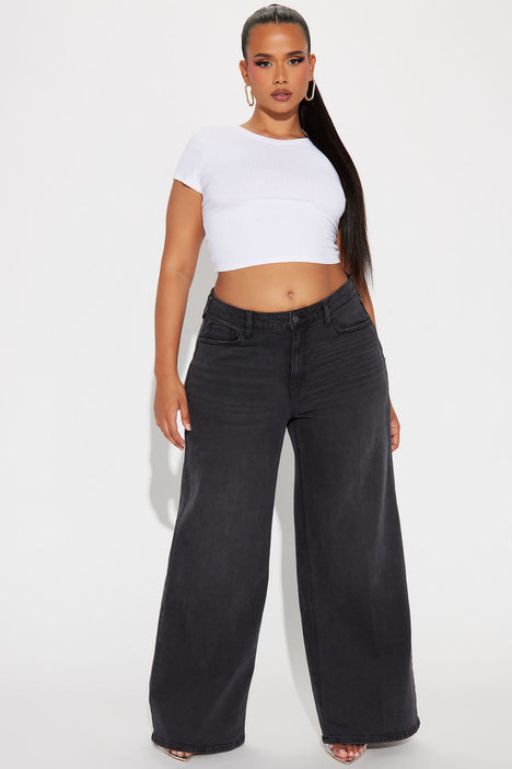 Plus size black 2025 wide leg jeans