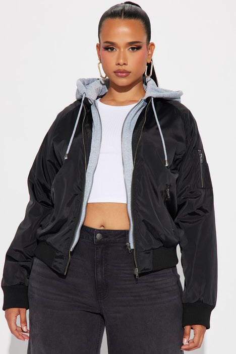 Like No Other Hoodie Bomber Jacket Black