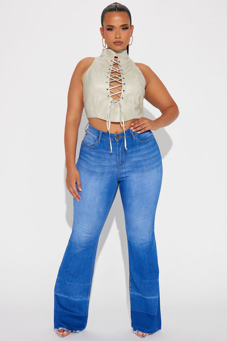 Janis Super Soft Low Rise Flare Jeans Blue Wash Fashion Nova