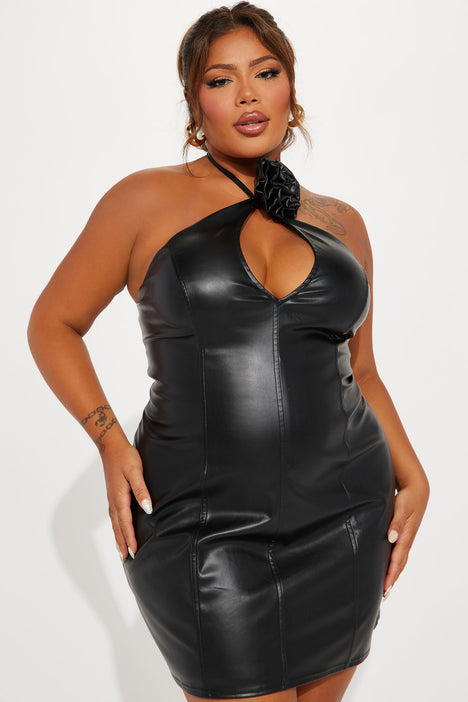 Lucy Faux Leather Mini Dress Black Fashion Nova Dresses