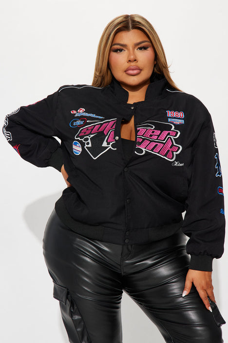 Black pink shop bomber jacket