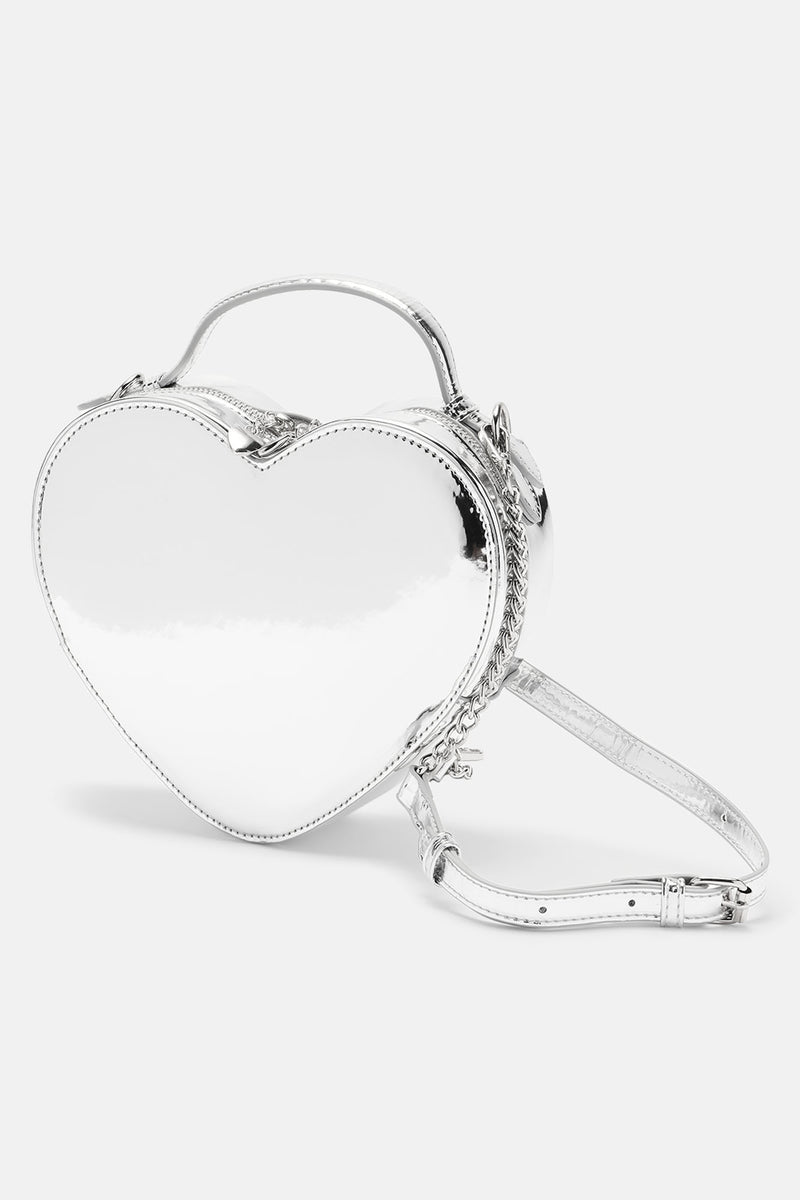 Flashy Heart Crossbody Bag Silver Fashion Nova, Handbags Fashion Nova