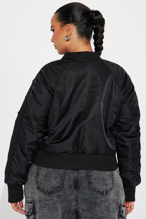 Womens black bomber coat new arrivals